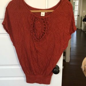 Rust Boho Crochet Sweater